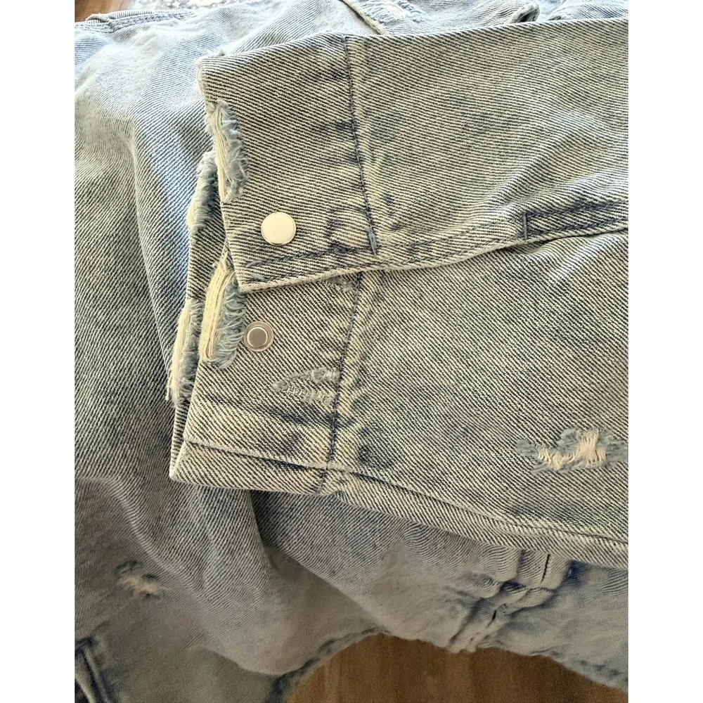 Youngla Distressed Swaggy Zipper Jean Jacket Light Blue YP5042 Mens XL